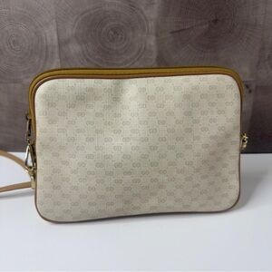 vintage Gucci Micro GG monogram coated canvas crossbody bag with tan